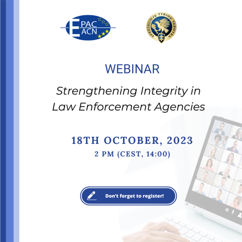 EPAC/EACN webinar on “Strengthening integrity in law enforcement agencies”